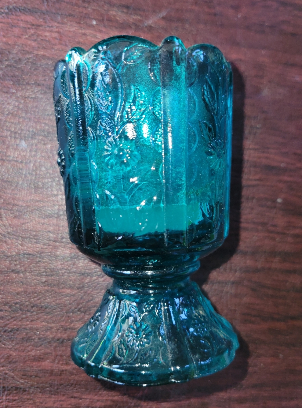 Vintage Fenton Blue Paneled Daisy Opalescent Toothpick Holder Pedestal Base